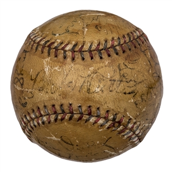 1931 New York Yankees Team Signed OAL Barnard Baseball With 22 Signatures Including Ruth & Gehrig (JSA)